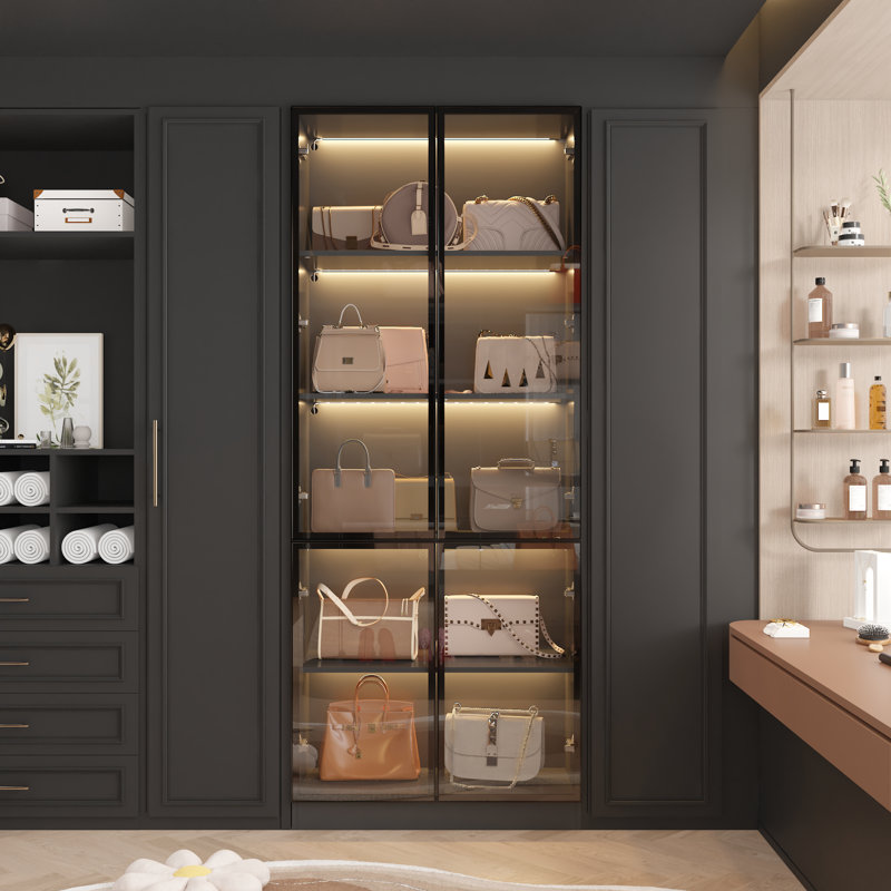 Ivy Bronx Closet System With Five Shelves And Light And Tempered